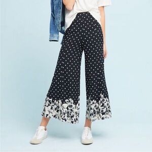 Anthropologie Ett Twa Polka Dot/Floral Wide Leg Pants - Size 4